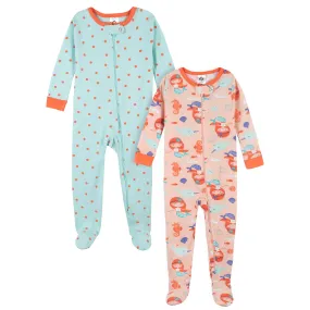 2-Pack Baby & Toddler Girls Mermaid Snug Fit Footed Cotton Pajamas