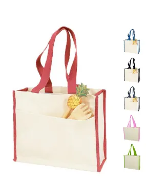 72 ct Heavy Canvas Tote Bag with Colored Trim - By Case