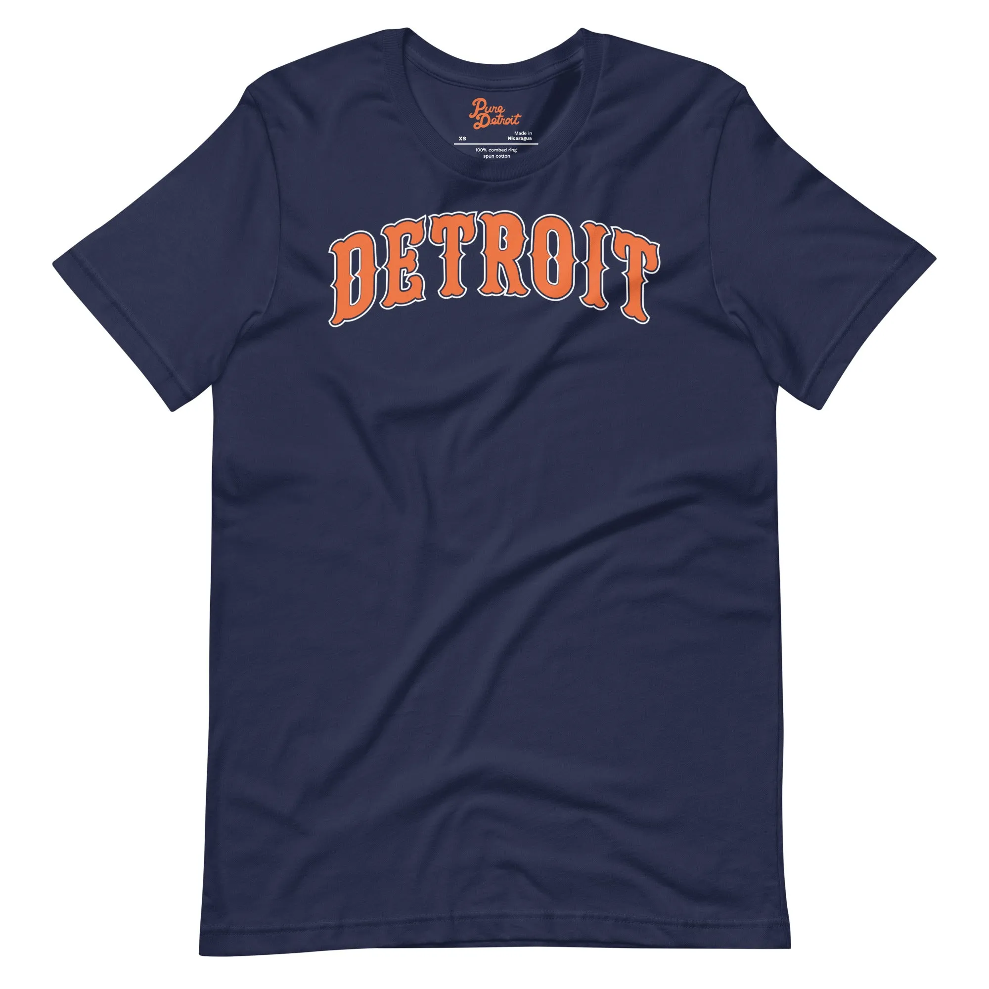 Detroit Vintage Unisex T-shirt - Navy   Orange / White