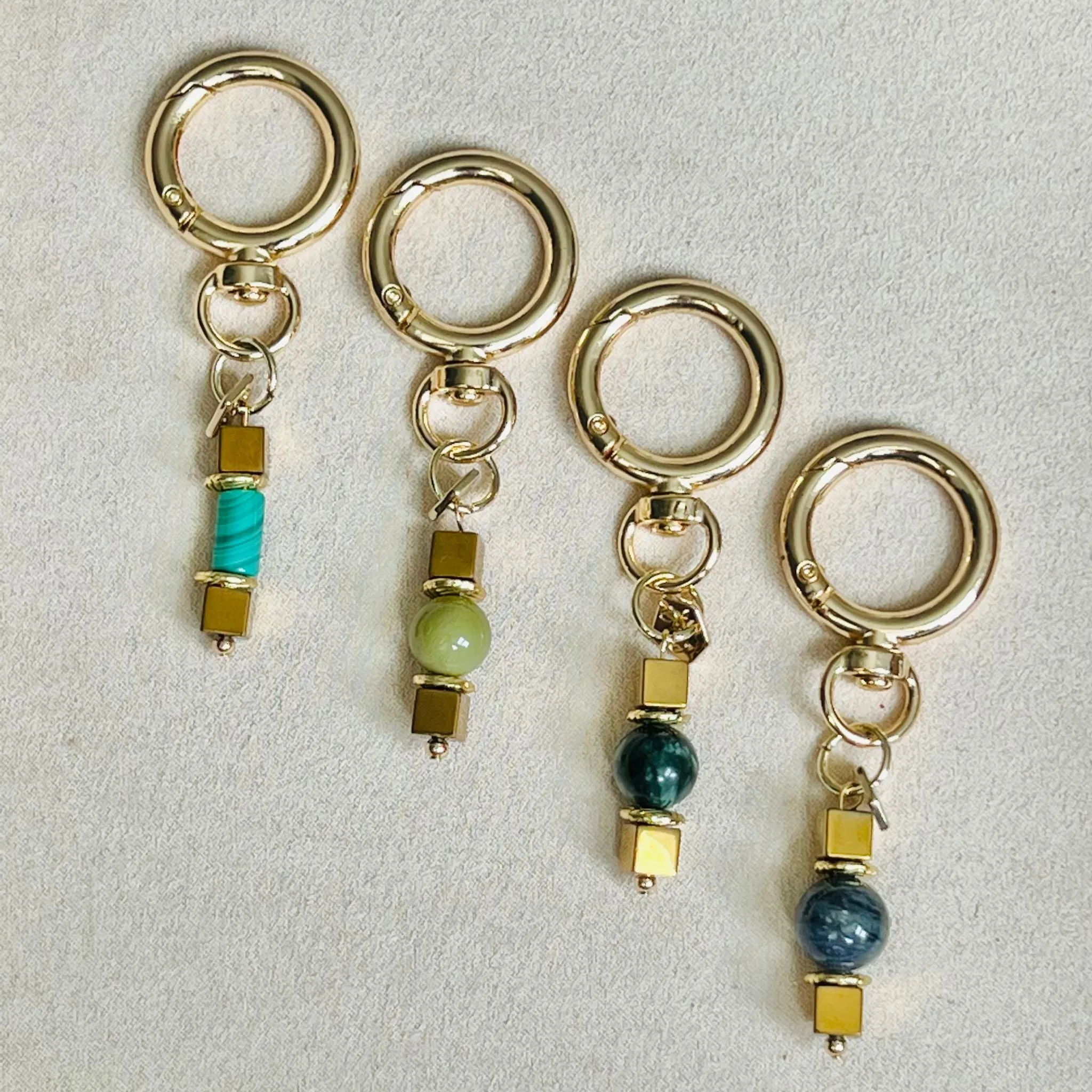 Labradorite & Gold Hematite Bag Charm/ Key Ring