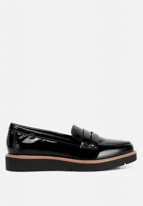 Sinclair Patent Faux Leather Heeled Loafers By Ruw