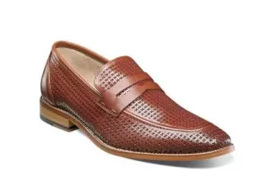 STACY ADAMS BELFAIR COGNAC MOC TOE PENNY LOAFER