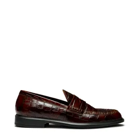 Vendôme Blandine croco brown calfskin leather loafers